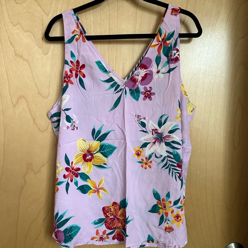 Purple Floral V-Neck Old Navy Tank XL